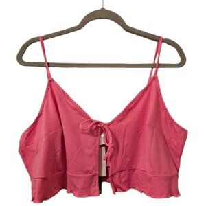 Pink Divided H&amp;M Women's Tie-Front Peplum Crop Top